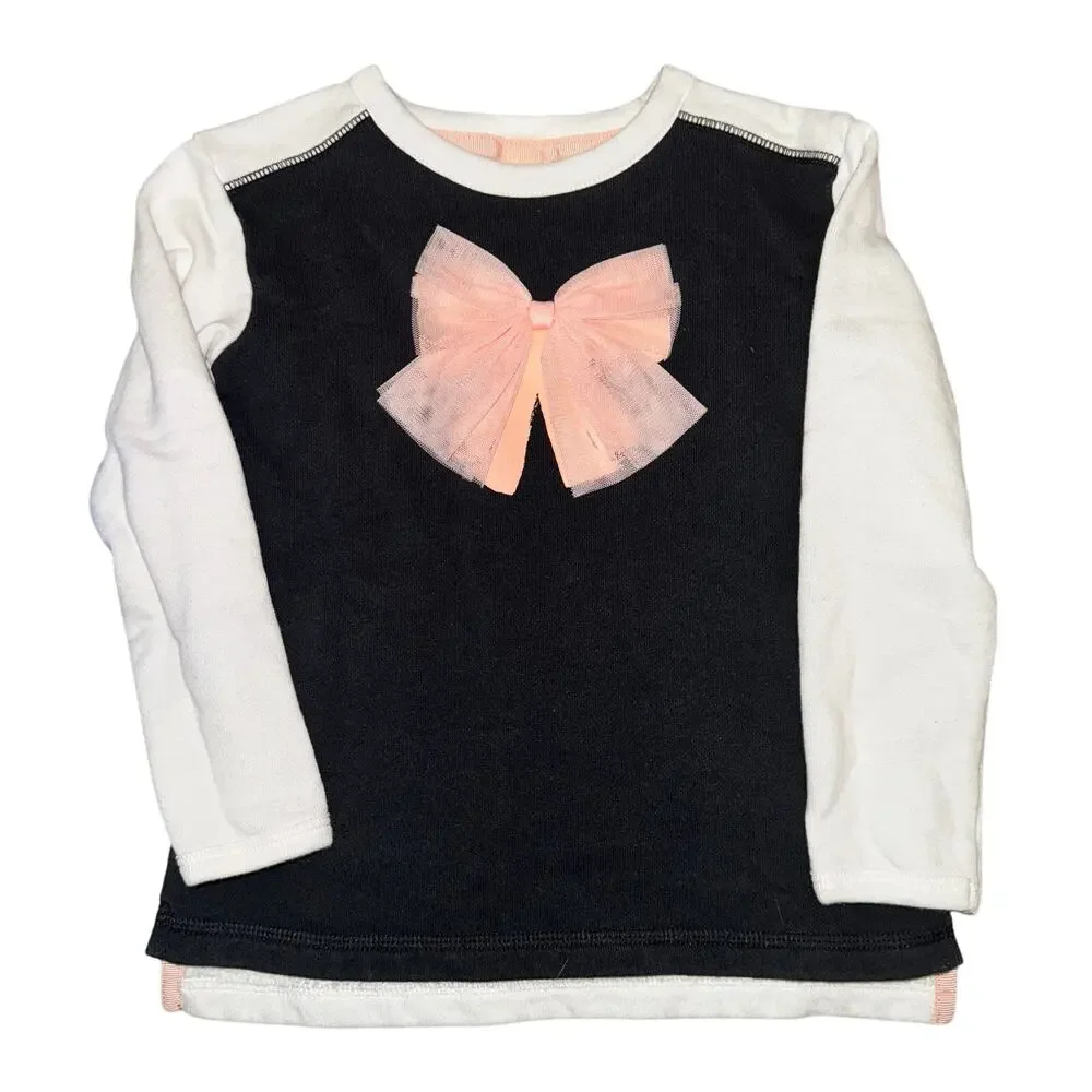 OshKosh B'gosh Long Sleeve T-Shirt Girl's Size 5T Blue White Pink Tulle Bow